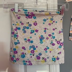 justice flower strapless shirt; size 8; in great condition